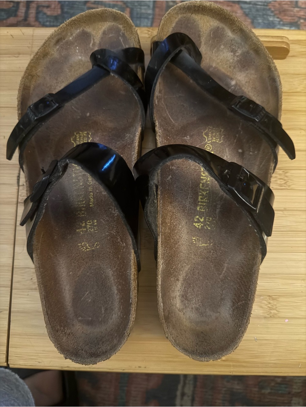 Birkenstock birks flor Black Patent Leather Double Strap Sandals